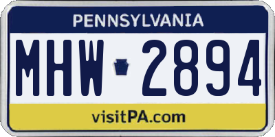PA license plate MHW2894