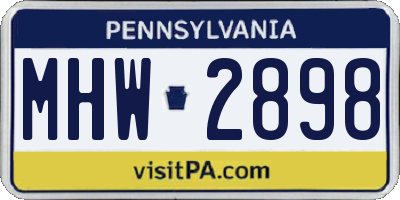 PA license plate MHW2898