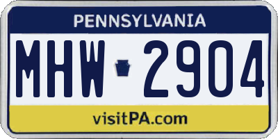 PA license plate MHW2904