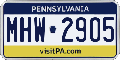 PA license plate MHW2905