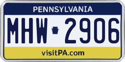 PA license plate MHW2906