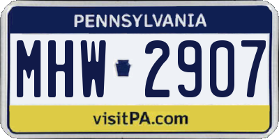 PA license plate MHW2907