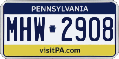 PA license plate MHW2908