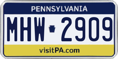 PA license plate MHW2909