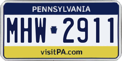 PA license plate MHW2911