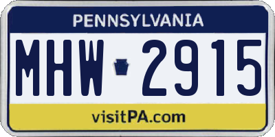 PA license plate MHW2915