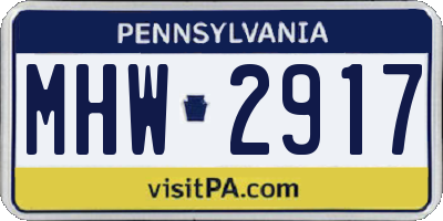 PA license plate MHW2917