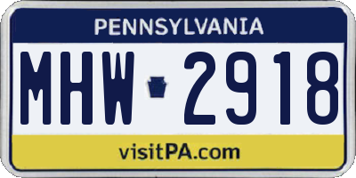 PA license plate MHW2918