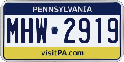 PA license plate MHW2919