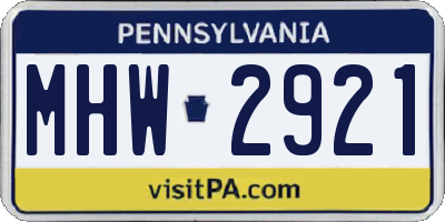 PA license plate MHW2921