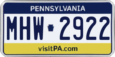 PA license plate MHW2922