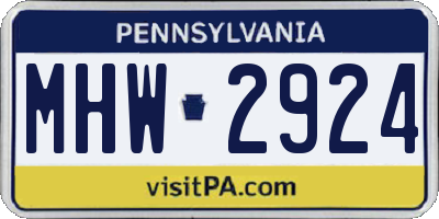 PA license plate MHW2924
