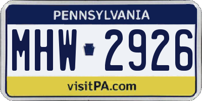 PA license plate MHW2926