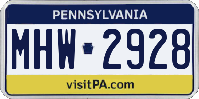 PA license plate MHW2928