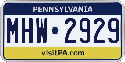 PA license plate MHW2929