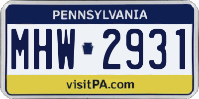 PA license plate MHW2931