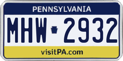 PA license plate MHW2932