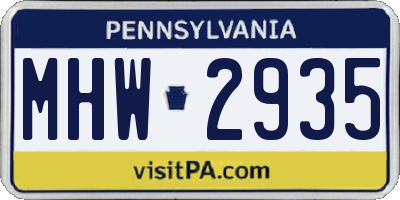 PA license plate MHW2935