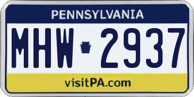 PA license plate MHW2937