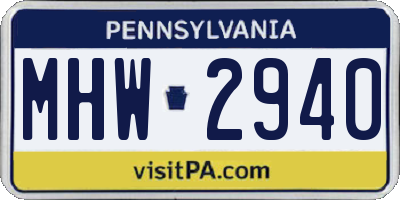 PA license plate MHW2940