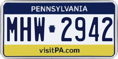 PA license plate MHW2942