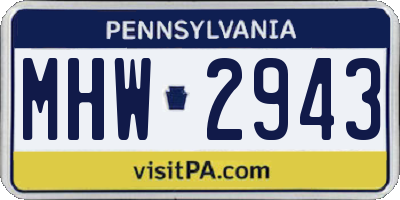 PA license plate MHW2943
