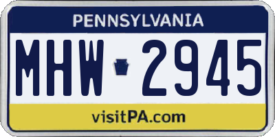PA license plate MHW2945
