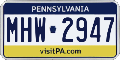 PA license plate MHW2947