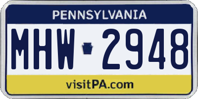 PA license plate MHW2948