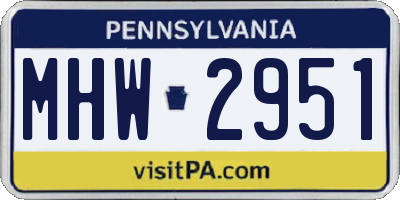 PA license plate MHW2951