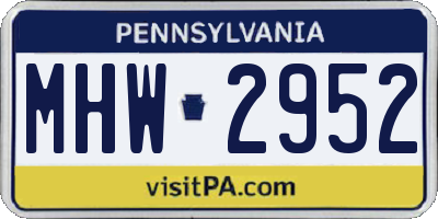PA license plate MHW2952
