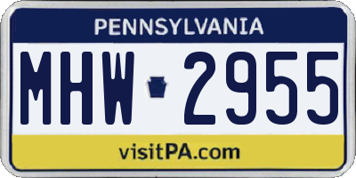 PA license plate MHW2955