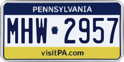 PA license plate MHW2957