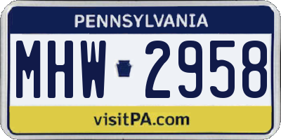PA license plate MHW2958