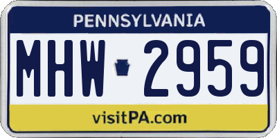 PA license plate MHW2959