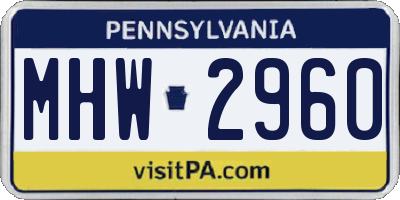 PA license plate MHW2960