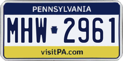 PA license plate MHW2961
