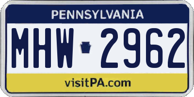 PA license plate MHW2962