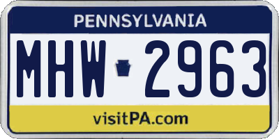 PA license plate MHW2963