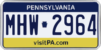 PA license plate MHW2964