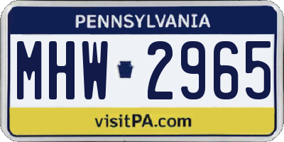 PA license plate MHW2965