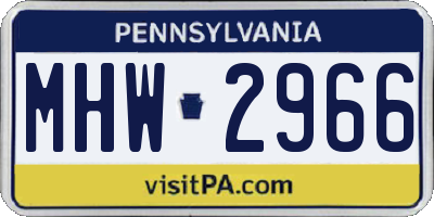 PA license plate MHW2966