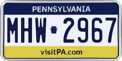 PA license plate MHW2967