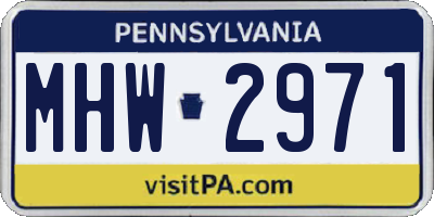 PA license plate MHW2971