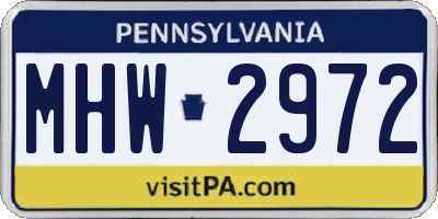 PA license plate MHW2972