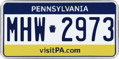 PA license plate MHW2973