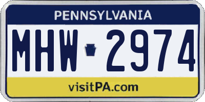 PA license plate MHW2974