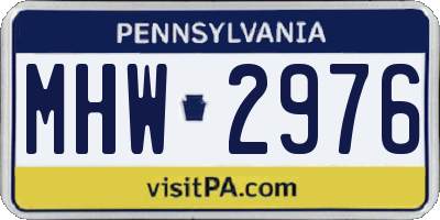 PA license plate MHW2976