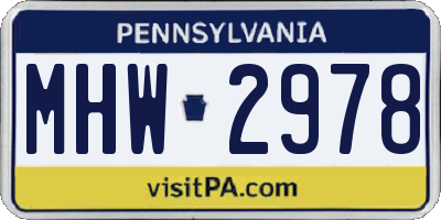 PA license plate MHW2978