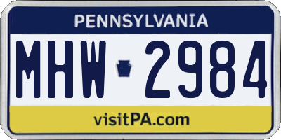 PA license plate MHW2984